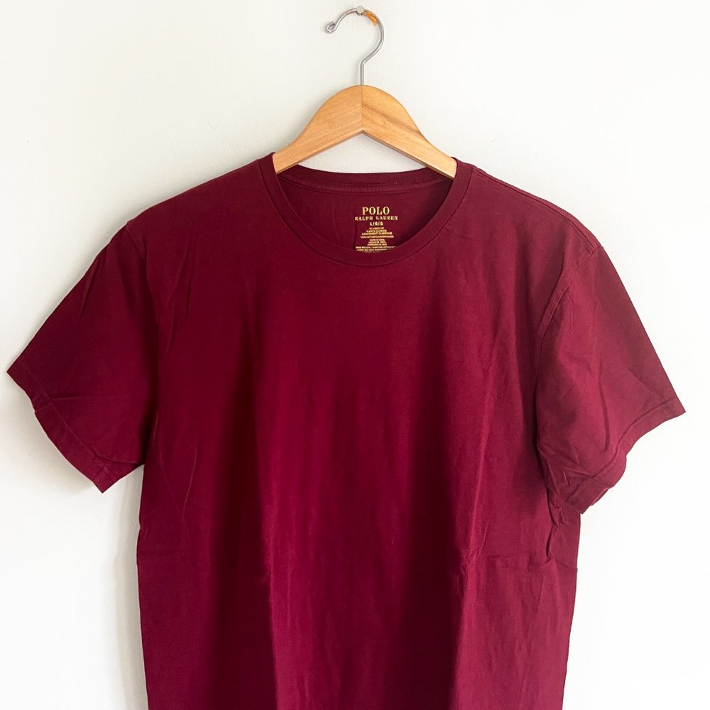 Polo Ralph Lauren Men's Burgundy T-Shirt Size Large - Picture 2 of 8